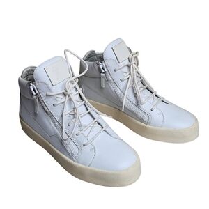 NWOB Giuseppe Zanotto white London women's high top leather sneakers Size 9.5